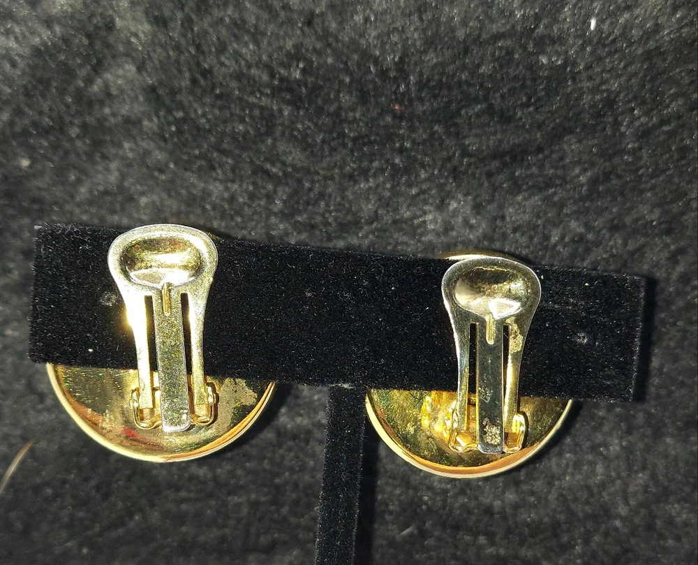 Vintage Salvatore Ferragamo Gold Plated Faux Pearl Earrings Clip On